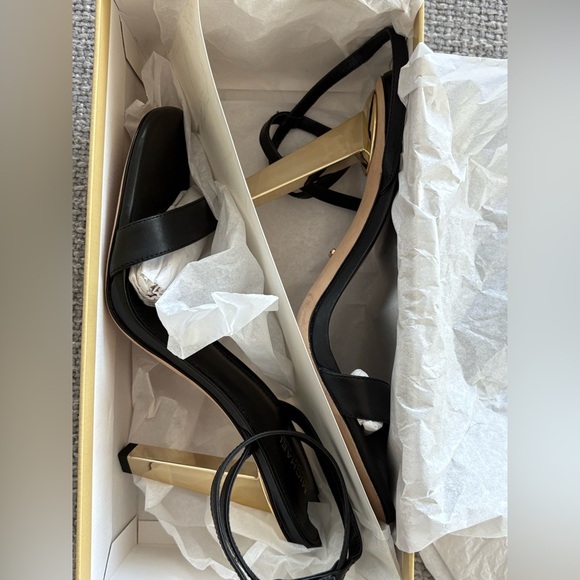 Michael Kors Halle Gold Heel Sandals 9 – Real Leather, Not Outlet, New in Box - Picture 3 of 13